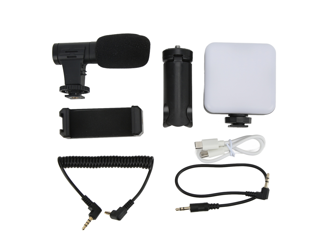 Kit Profesional De Grabación De Vlogs Para Smartphone Con Trípode, Luz De Relleno Y Micrófono Para Cámara