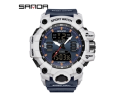 Reloj Deportivo Multifuncional, Moderno Y Elegante (blanco Y Azul para Hombre) Con Acabado Luminoso.