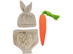 Conjunto De Fotos De Crochê Com Coelhinho Da Páscoa, 3 Peças, Chapéu E Calça, Estampa De Cenoura, Unissex, Para Bebês Recém-nascidos.