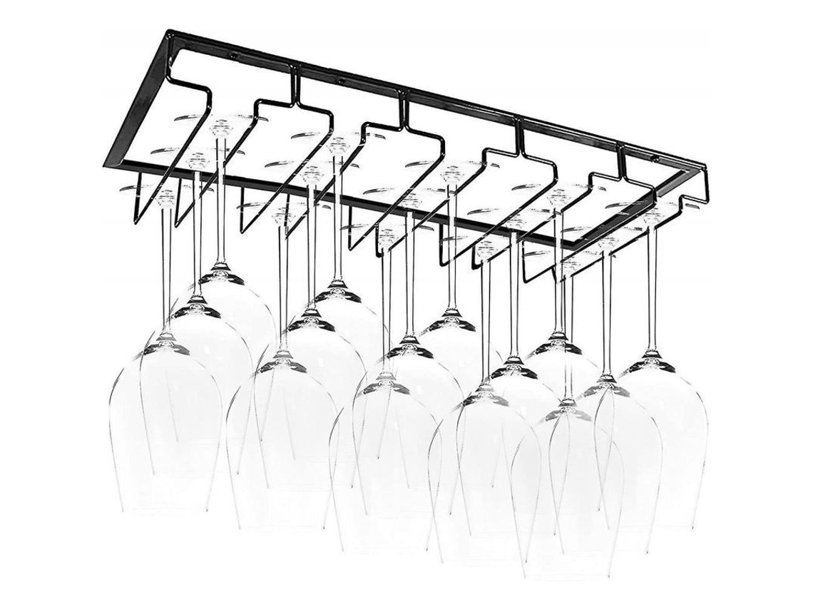 2026-8115-soporte De Cristales Colgante Con 5 Rayos Para 10-15 Vasos, 50x22.5x5.5cm, Acero Resistente A La Oxidación Y La Corrosión, Fácil Instalación