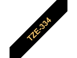 Cinta laminada Compatible Brother Tze334 Texto Dorado / Fondo Negro 12Mm X 8M