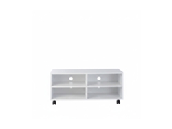 Relaxdays Mueble Tv Ruedas Con 4 Compartimentos, Mesa Televisión Salón, Tablero De Partículas, 35 X 80 X 35 Cm, Blanco