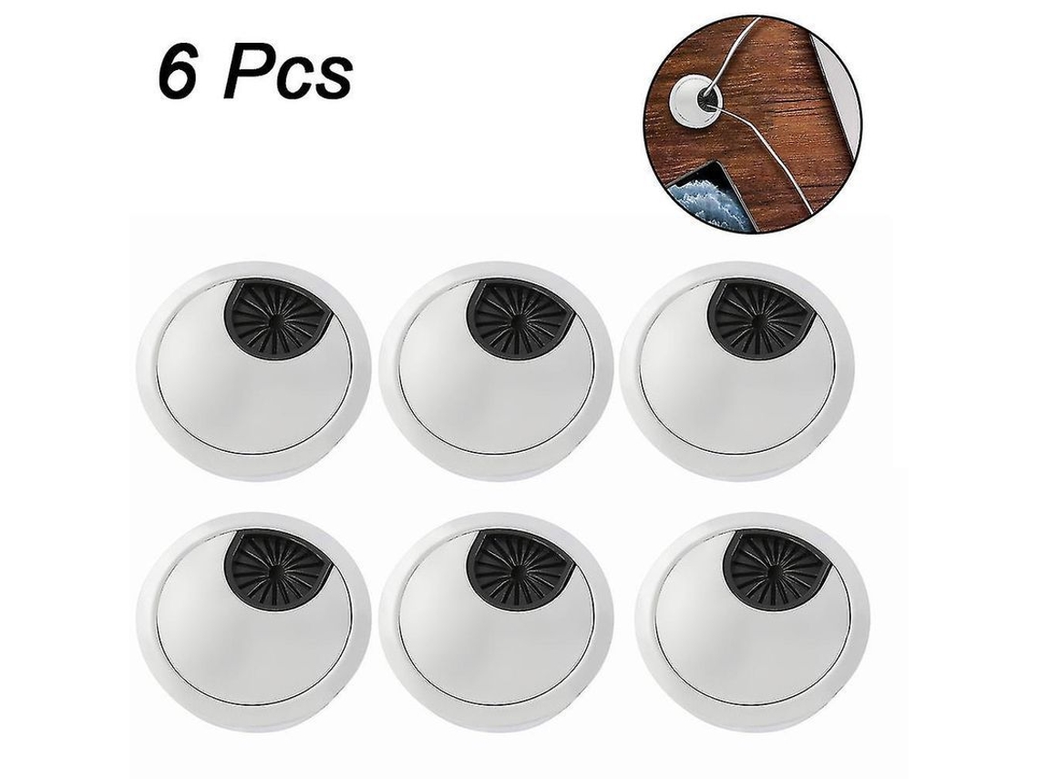 Juego De 6 Anillos Organizadores De Cables Para Escritorio Con Tapa Extraíble De 50/53/60/80 Mm.