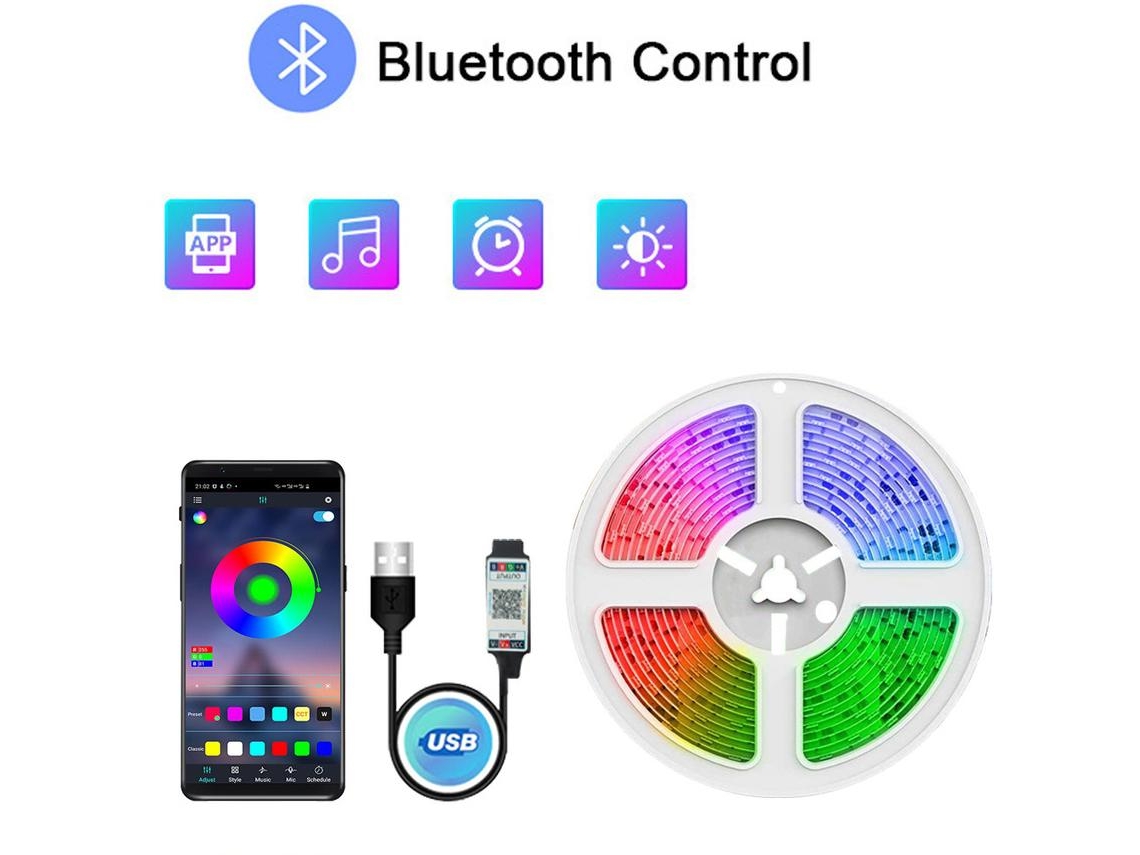 30M 260Led Light Stripusb Bluetooth Rgb 5V Led Luz Trasera Tira De Lámpara Flexible CHRUI