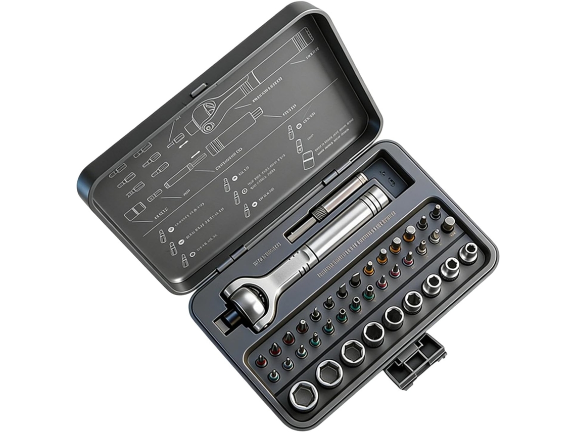 Destornillador Magnético Carraca Kit Reparación Electrónica Estuche Almacenamiento, Juego Magnético Mango