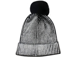Gorro De Invierno Plateado Para Mujeres Y Niñas, De Tejido Suave Y Cálido Con Elástico Y Pompón.