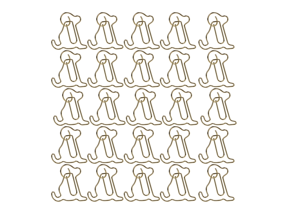25 Clips De Papel Dorados Con Forma De Perro, De Metal Ligero, Portátiles Para Uso En La Oficina.