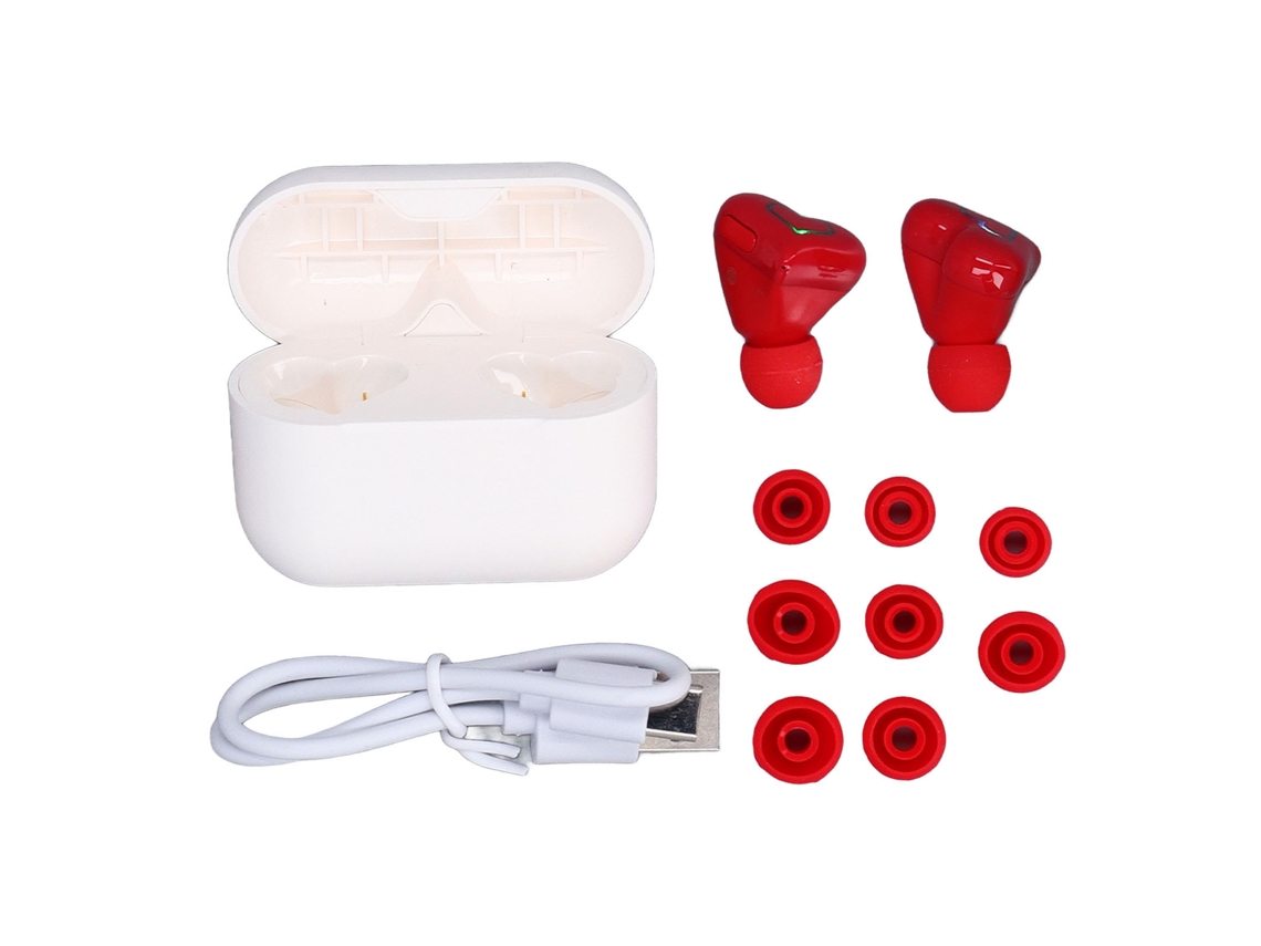 Auriculares Inalámbricos Con Forma De Corazón, Bluetooth 5.3 Estéreo, Estuche De Carga Y Luz Degradada Roja.