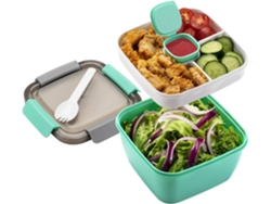 Fiambrera Portátil - Fiambrera Japonesa De Doble Capa - Recipiente Para Almacenar Alimentos Con Separadores - Verde