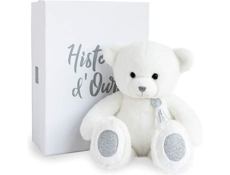 Peluche Bear Story Mediano Charms Blanco Cintas Lurex y Lentejuelas HISTOIRE D'OURS