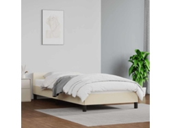 Estructura De Cama Con Cabecero Sin Colchón Crema 90x200 Cm
