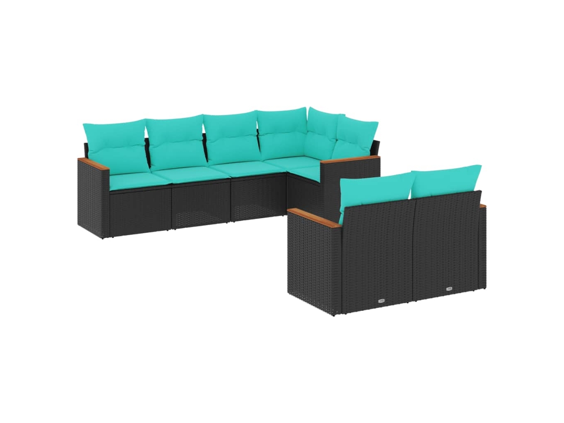 Maison Exclusive - Conjunto De Sofá De Jardín De 7 Piezas Con Cojines, De Poliratán Negro