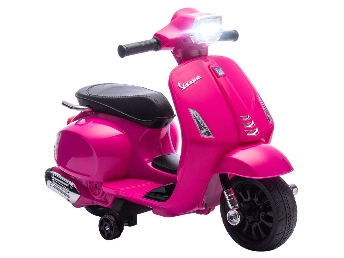 Moto Eléctrica Infantil De 6v Para Niños De 2 A 4 Años, Con Faro, Claxon, Ruedines Y Caballete, Color Rosa.