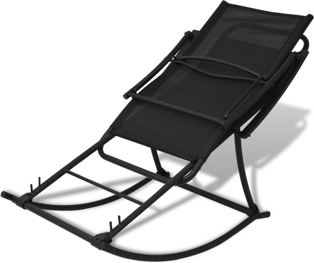 Vidaxl Silla Mecedora plegable de acero negra 2 posiciones reclinables y