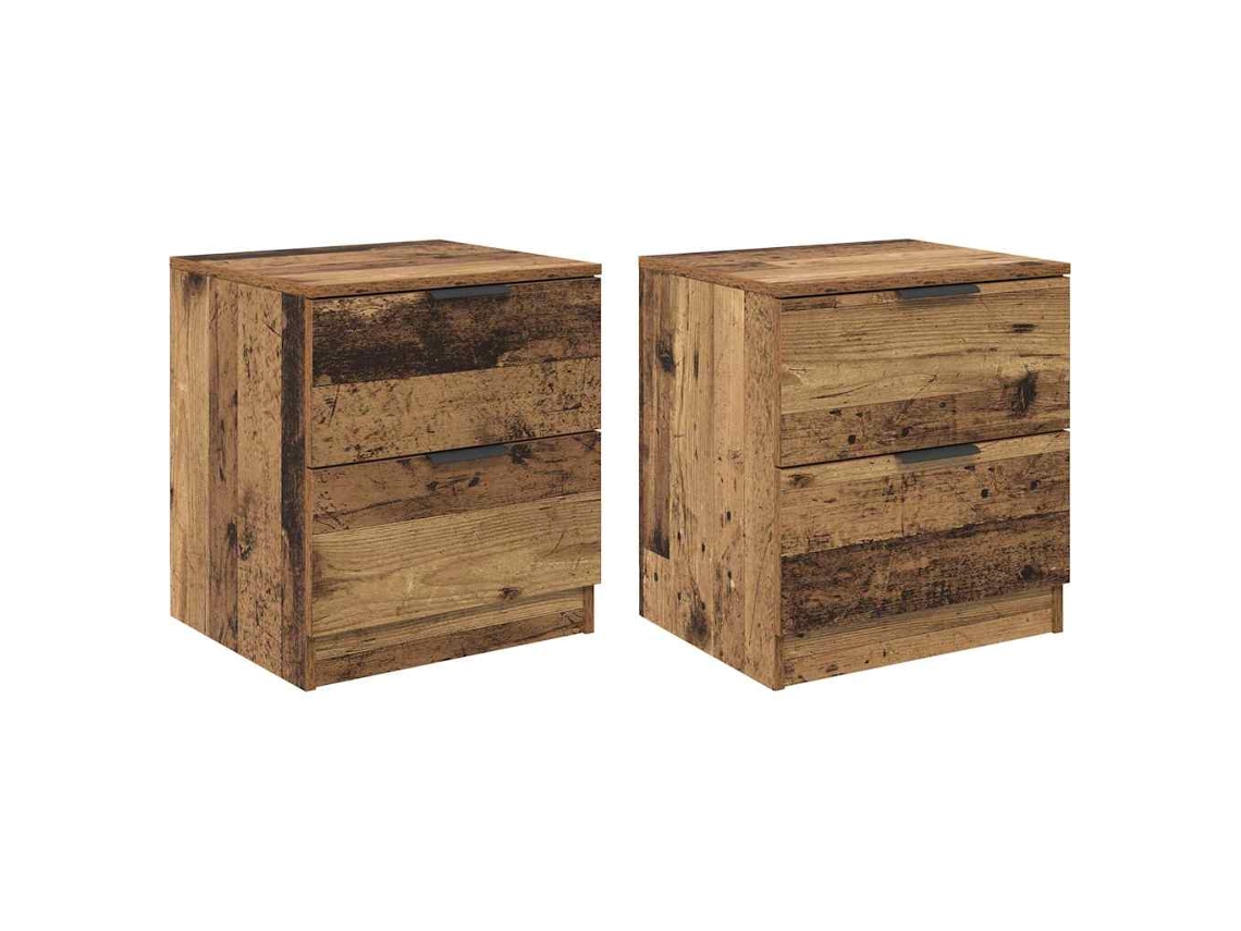 Maison Exclusive - Armario De Noche Con Cajón 2 Pcs Madera Vieja 45 X 39 X 50cm