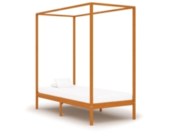 Cama Con Dosel Sin Colchón Madera Maciza Marrón Miel 100x200 Cm
