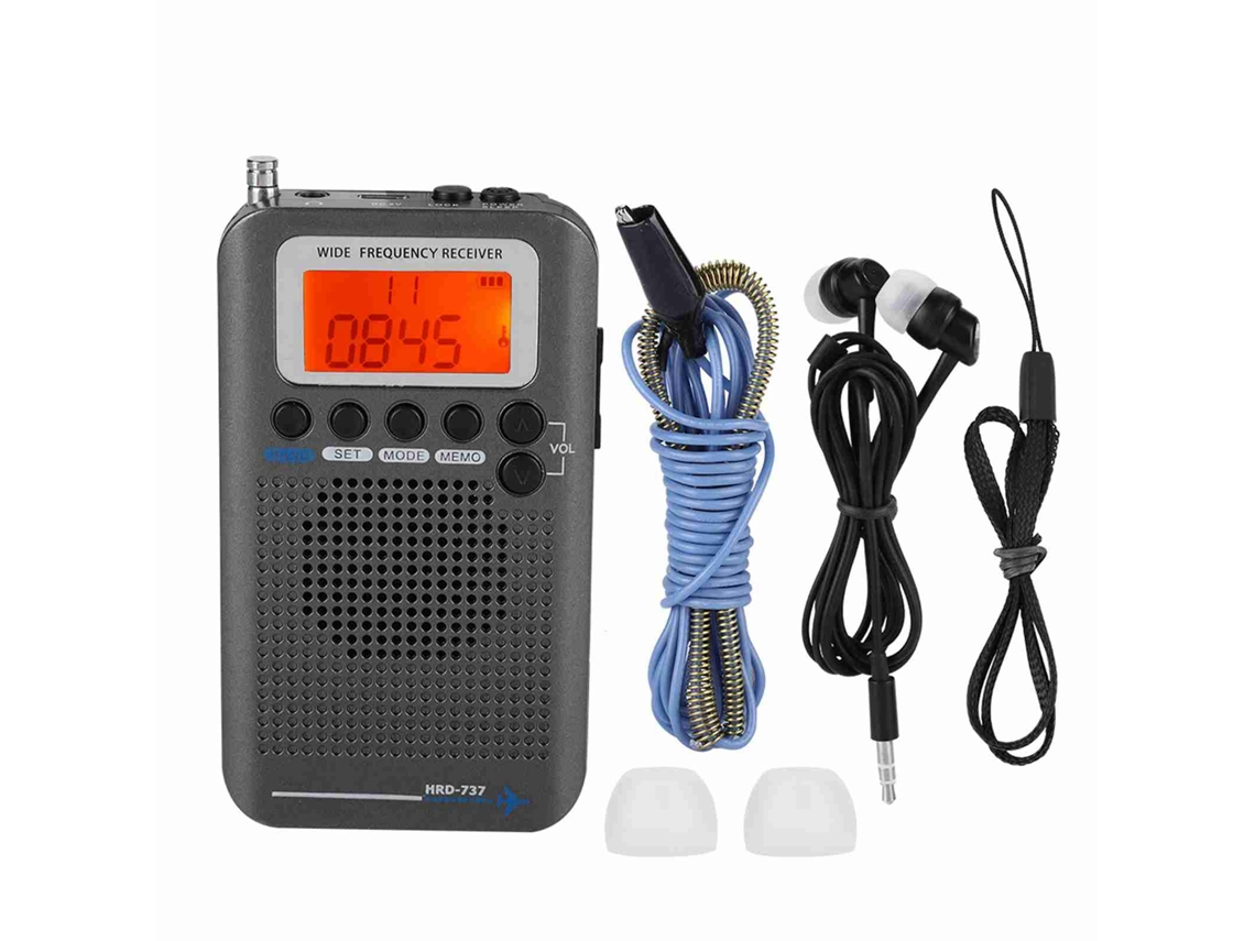 Receptor De Radio Portátil Vhf Para Banda Aeronáutica, Grabador De Radio De Banda Completa, Gris.