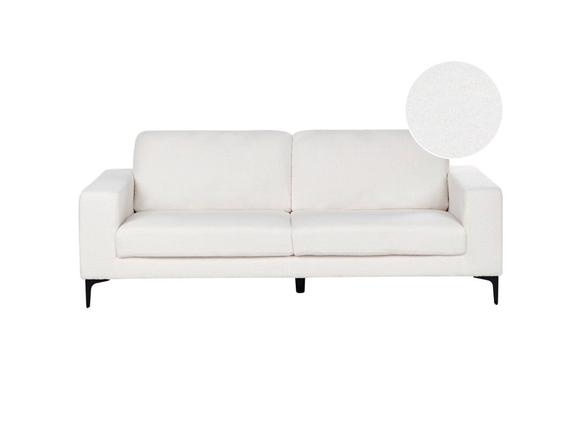 Sofá de 3 plazas Beliani Vadstena en bouclé blanco 215x87x62