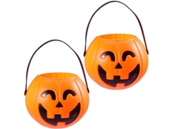 Paquete De 2 Cestas Portátiles Con Forma De Calabaza Para Halloween Y Acción De Gracias Con Asa Para Niños.
