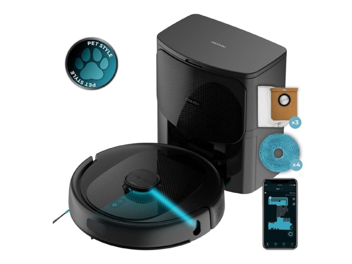 Robot aspirador y lavadora Cecotec Conga 9590 Spin Revolution Ultra Power Home Essential con base de vaciado automático.