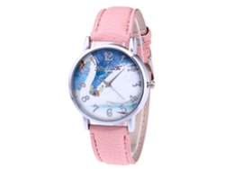 Reloj De Pulsera De Cuarzo Para Hombre Y Mujer Con Esfera Redonda Rosa