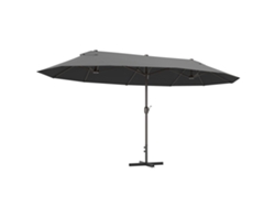 VPMKP - Sombrilla de jardín Outsunny XXL con base cruzada, 4,6x2,7x2,4 m, manivela, acero, poliéster alta densidad, gris