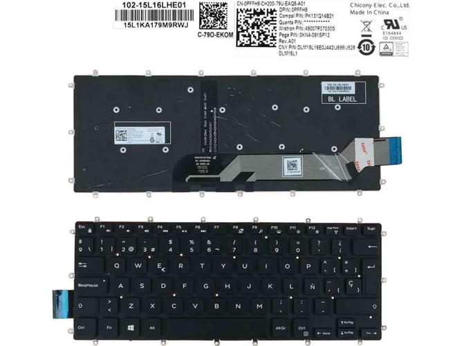 Teclado Retroiluminado para Portátil Dell Inspiron Gaming 14 7466