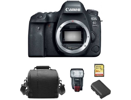 Cámara Reflex CANON EOS 6D II + Tarjeta SD 64GB + Bolsa + Batería LP-E6N + Canon Flash 600EX II RT (Full Frame)
