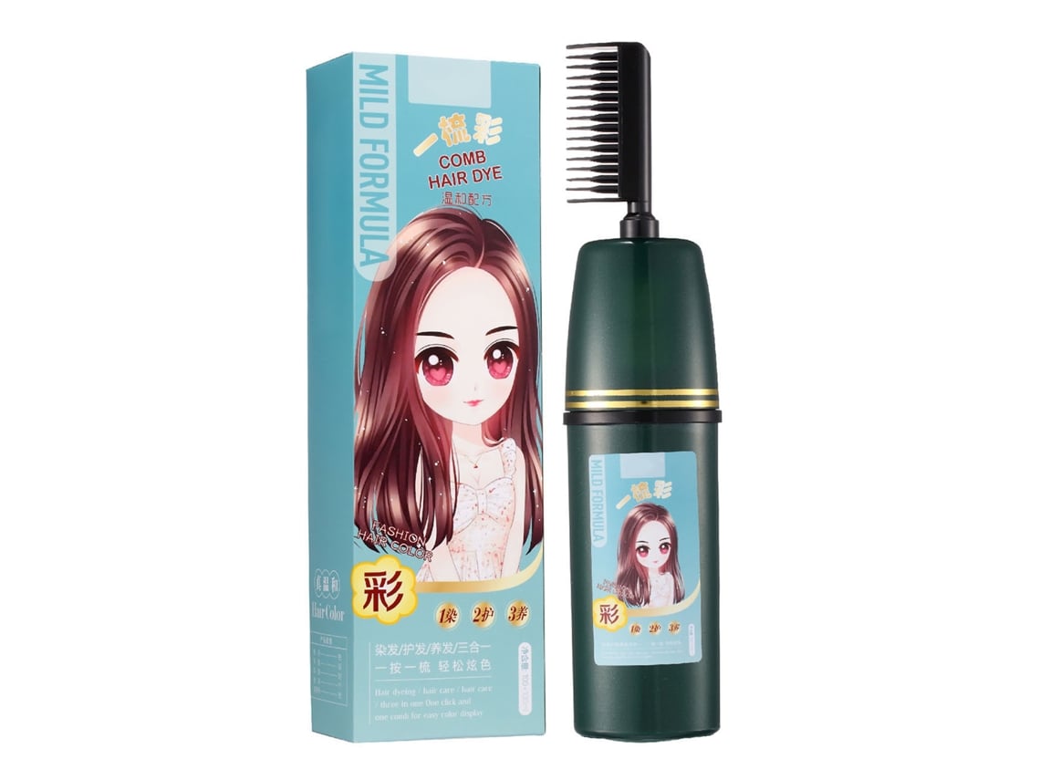 Champú Tinte De Pelo Permanente Suave Y Seguro Con Aplicador De Peine Para Cabello Gris Mate Cian