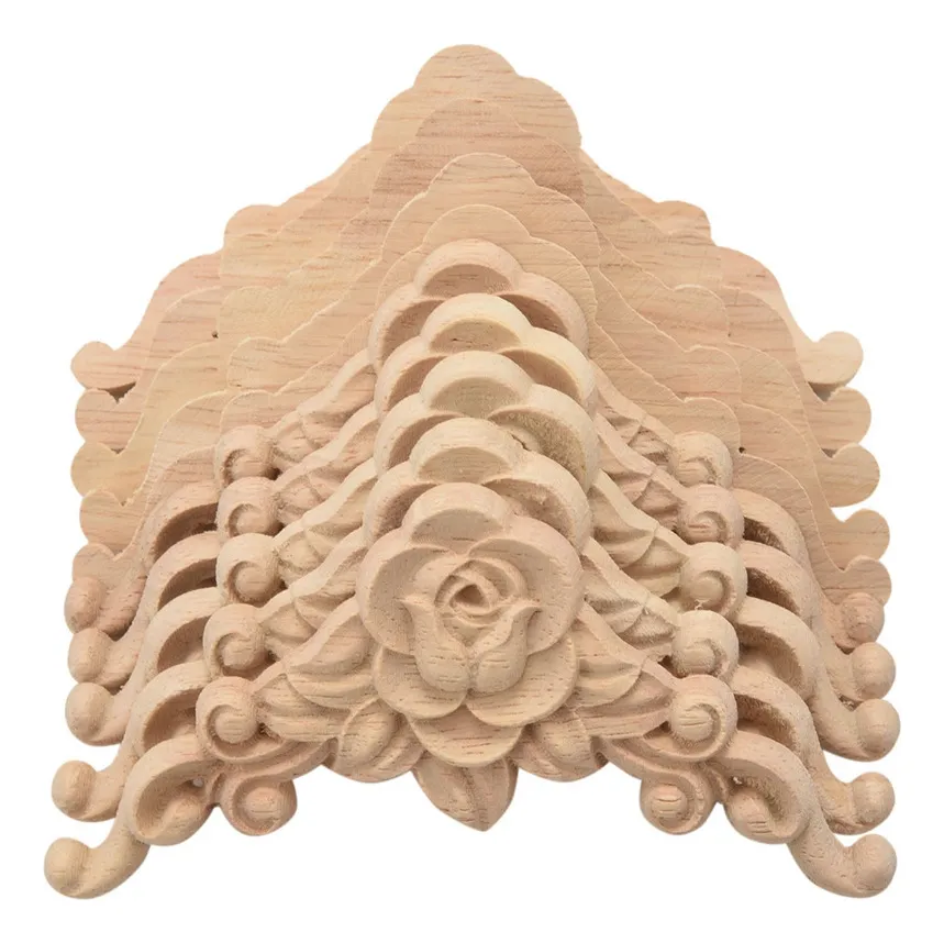 Calcomanía floral tallada en madera Vayotoy (10 unidades)