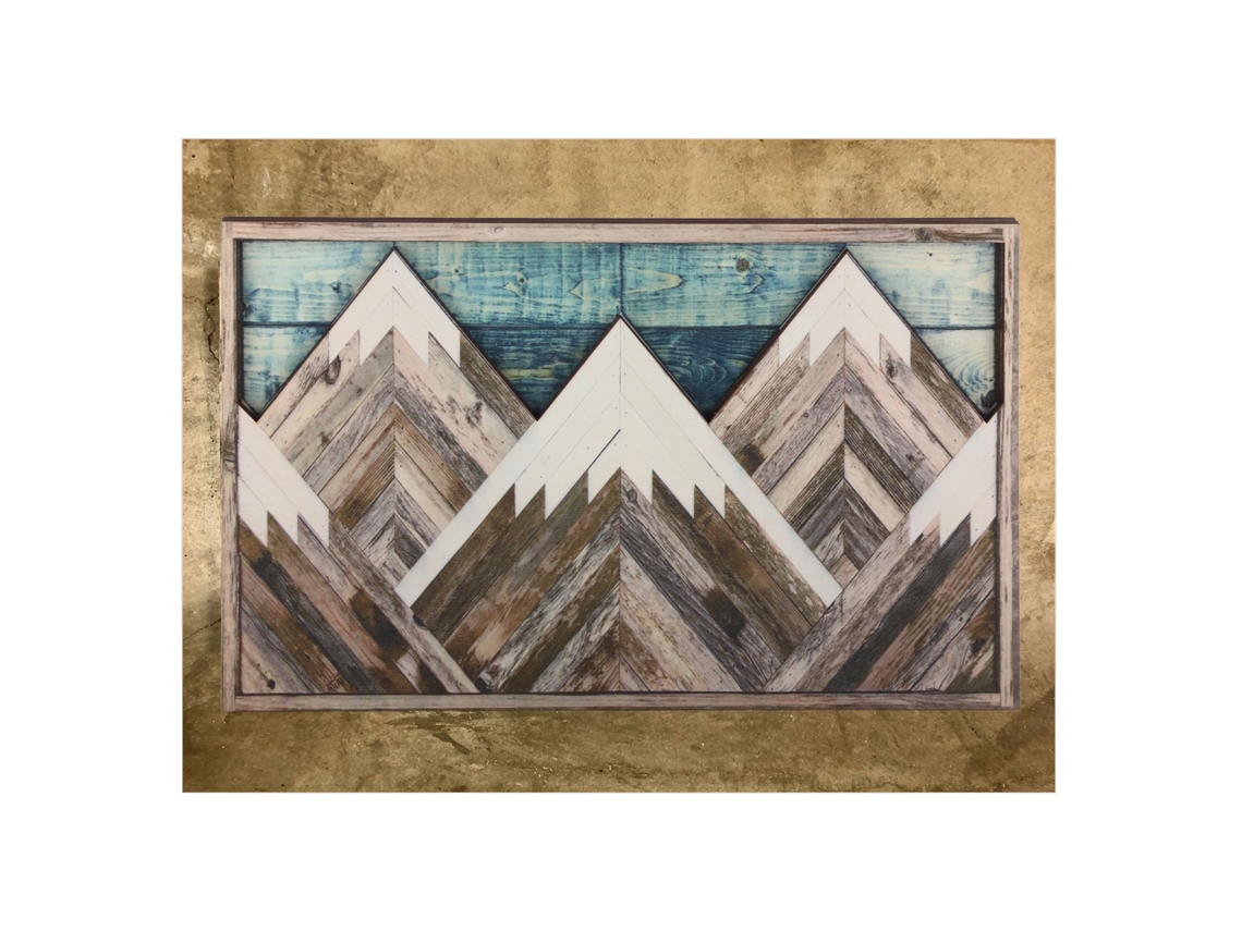 Decoración De Pared De Madera Con Montañas Geométricas, Arte Decorativo De Cima De Montaña