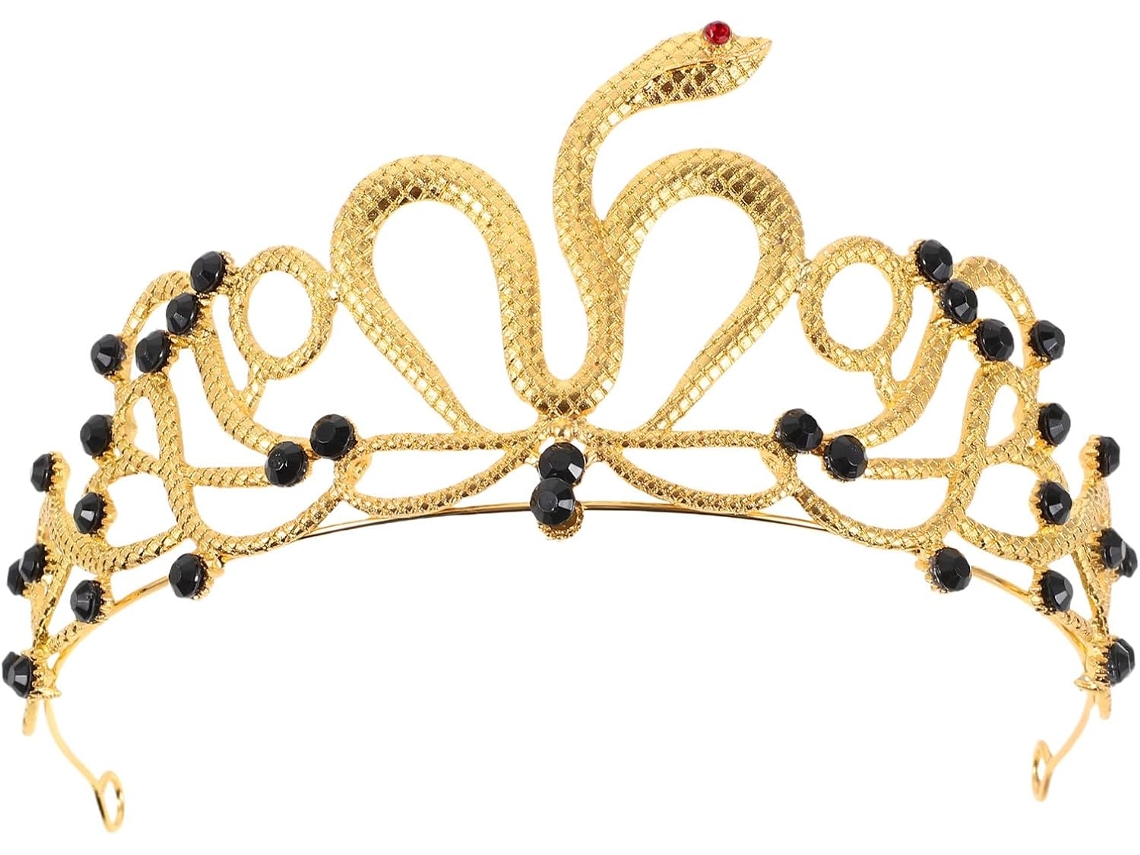 Tiara De Serpiente Nuobesty En Aleación Dorada Con Diamantes De Imitación Negros, Diadema De Boda Y Accesorios Para El Cabello.