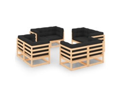 Conjunto de muebles de jardín con cojines de pino macizo, Dkd Home Decor