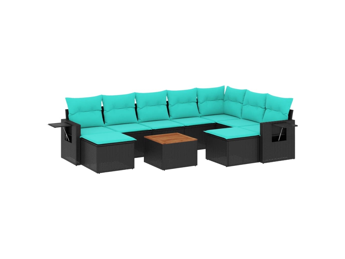Maison Exclusive - Conjunto De Sofá De Jardín De 10 Piezas Con Cojines, De Poliratán Negro