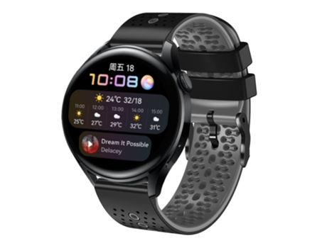 Correa de reloj inteligente de silicona bicolor perforada de 22 mm para Huawei Watch 3 (negro + gris)