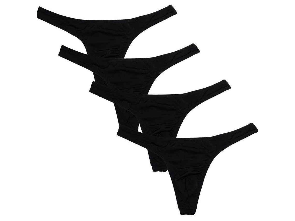 2026-18546-paquete De 4 Tanga Para Hombre Hcp Microfibra Elástica Acolchado Ligero Y Transpirable L Negro