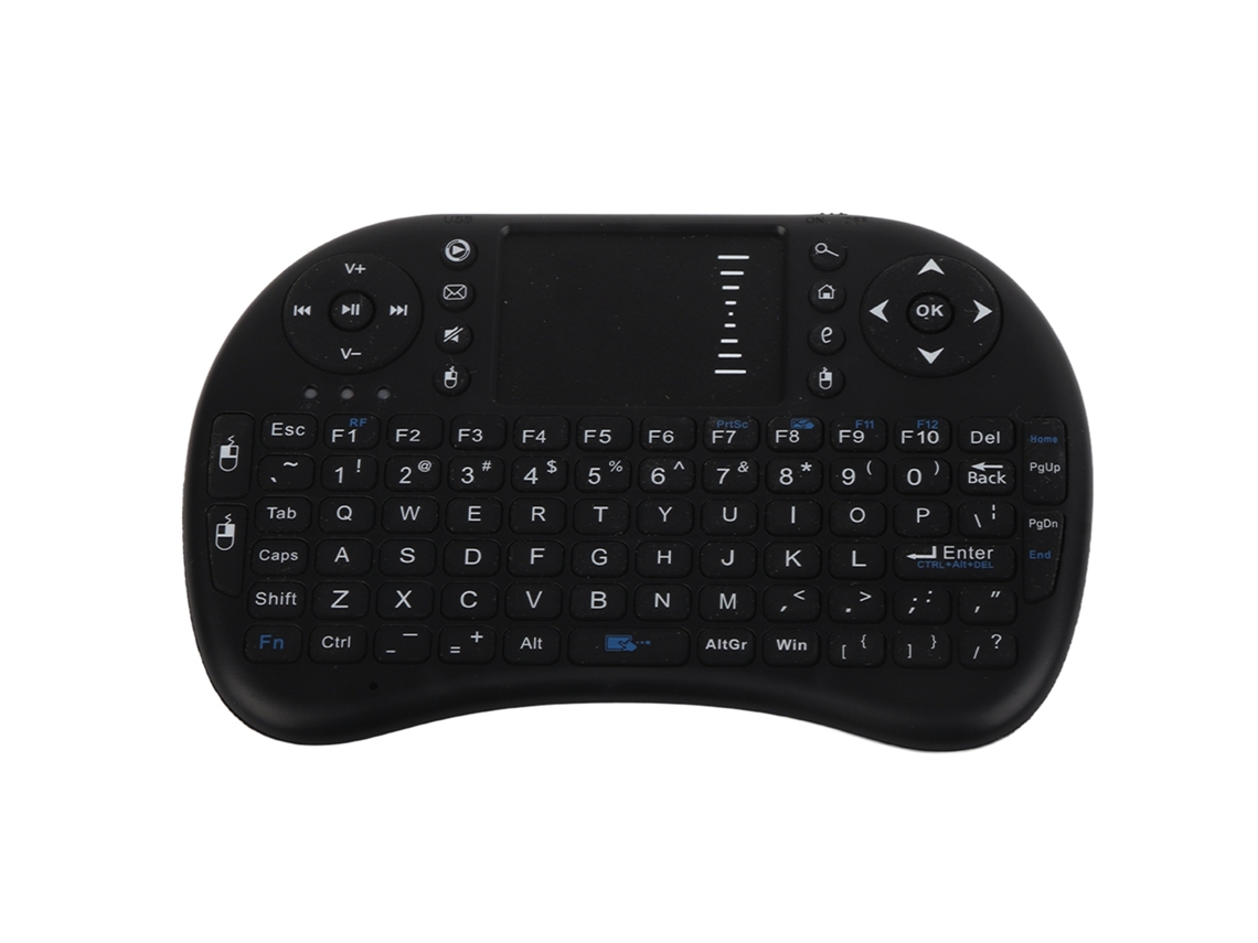 Teclado inalámbrico Aetheria Mini de 2,4 GHz con ratón y mando a distancia, 83 teclas QWERTY, panel táctil.