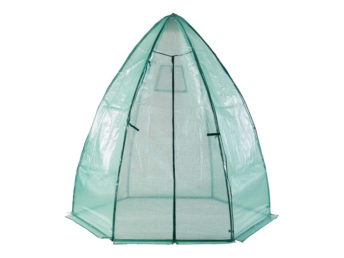 Invernadero de lámina exterior Hunze con cremallera acero y cubierta PE 200xØ240cm - Verde [EN.CASA]