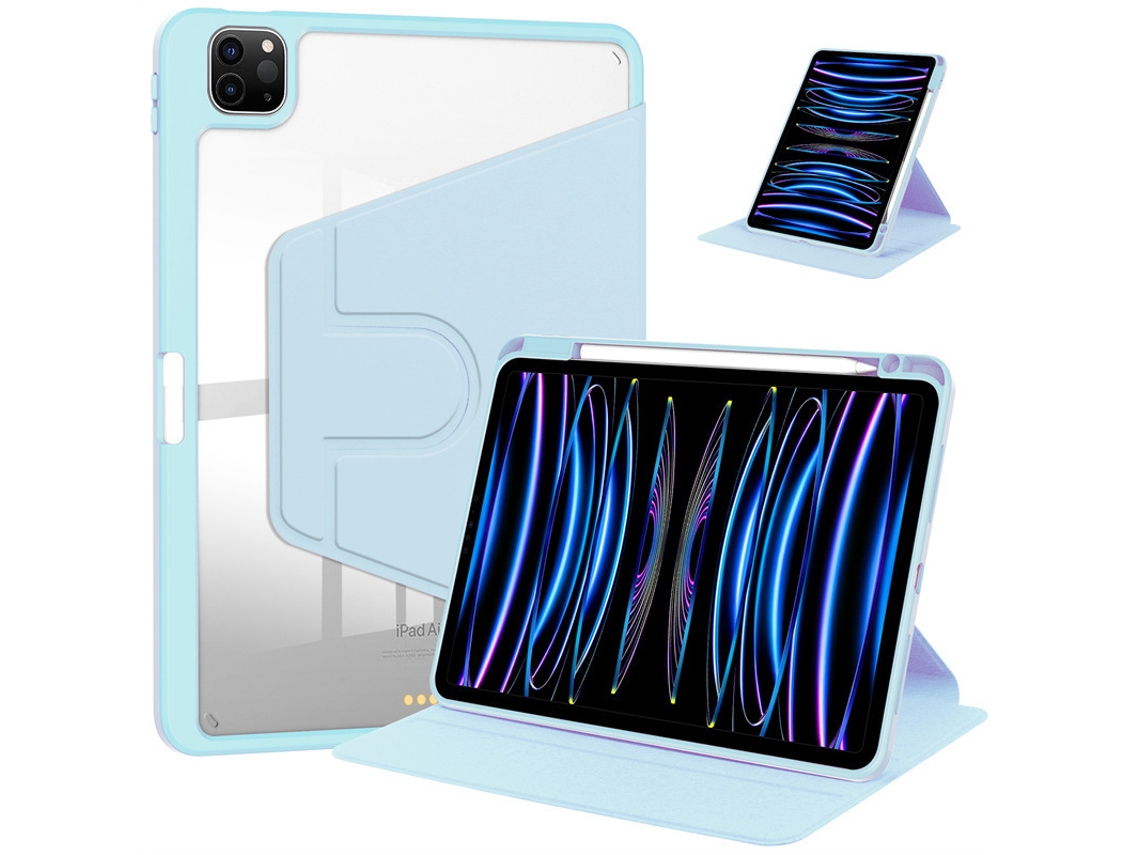 Capa Para Apple Ipad Pro 12.9 2022/2021/2020/2018 Com Ranhura Para Caneta Azul Celeste