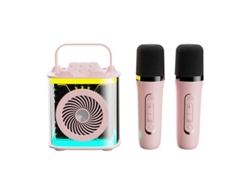 Mini máquina de karaoke para niños y adultos, altavoz Bluetooth portátil con 2 micrófonos inalámbricos, juego de altavoces con micrófono Yizhood