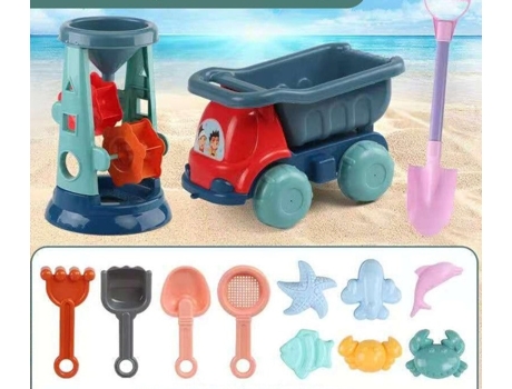 Verano- Agua Para Jugar En La Playa, Juego de Caja de Arena- Cubo de Mesa Carro de Playa de 13 Piezas