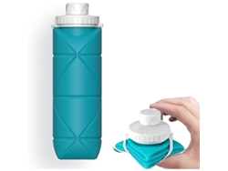 2026-41313-botella De Agua Colapsable 600ml Sin Bpa Silicona Antiderrame Ligera Para Gimnasio Camping Senderismo Viaje Deportes Azul