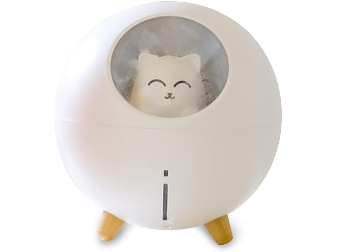 Humidificador para gatos de 220 ml, luz de 7 colores, automático (blanco)