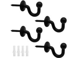 4 Unidades De Soportes De Barra De Cortina De Metal Negro U De 61 Mm Para Pared, Multifuncionales