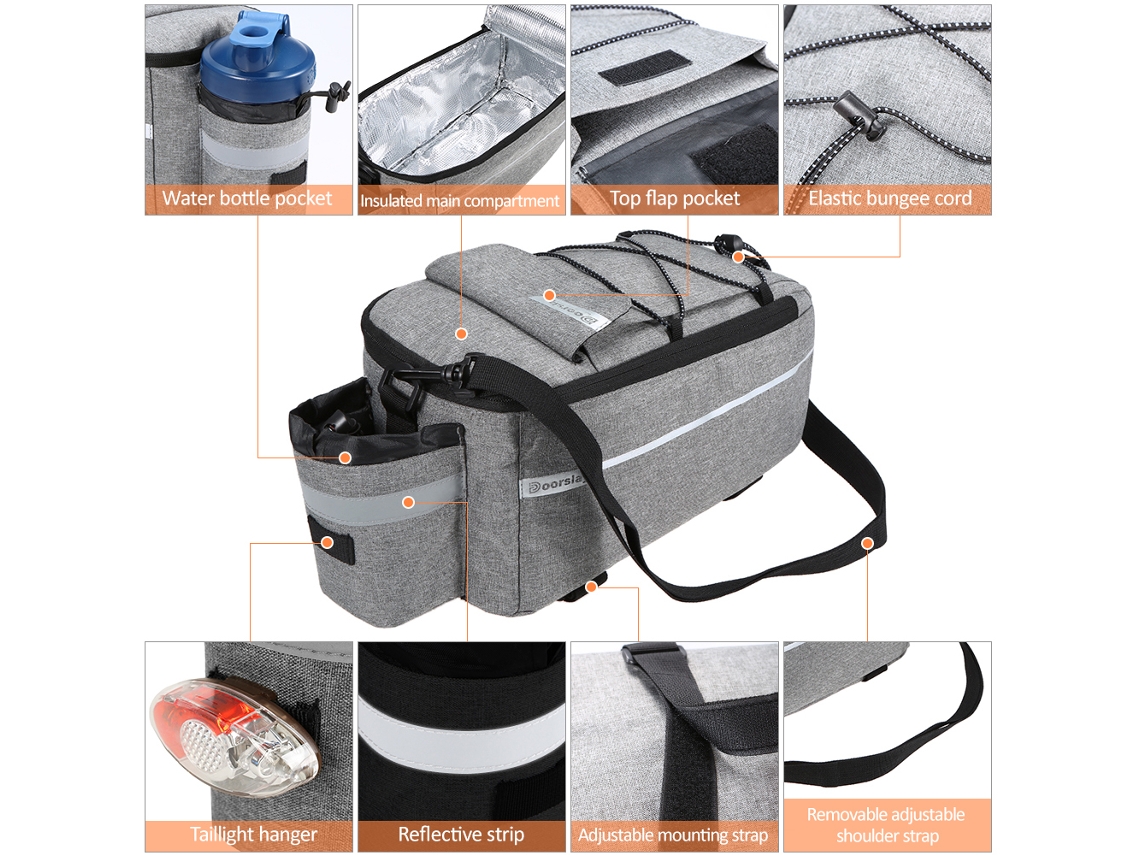 Bolsa Isotérmica Para Bicicleta Con Soporte Para La Espalda Y Cordón Elástico Para Nevera Y Equipaje De Mtb.