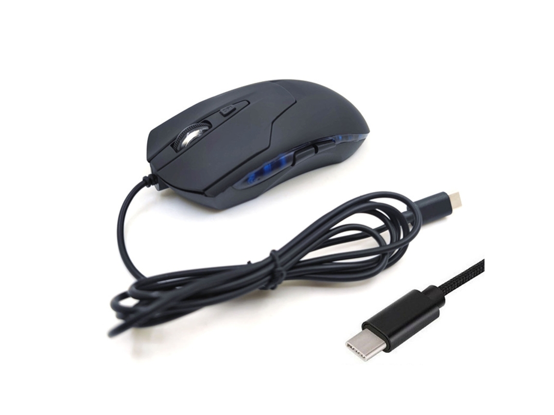 Ratón YIZHOOD USB con Cable USB C Gaming RGB Light 2400 DPI 6 Botones para Windows PC Laptop Gamer Negro
