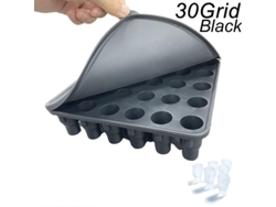 Bandeja De Silicona Para Cubitos De Hielo De 30 Compartimentos Con Tapa Para Accesorios De La Copa Stanley - Negra