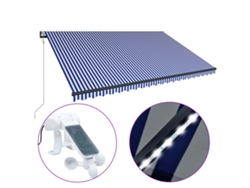 Maison Exclusive - Toldo Con Led Y Sensor De Viento Azul Y Blanco 500x300 Cm