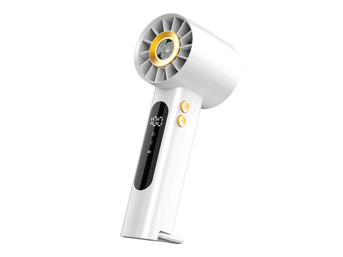 Ventilador turbo compacto Chrui de 1800 mAh con pantalla digital y brújula (blanco)