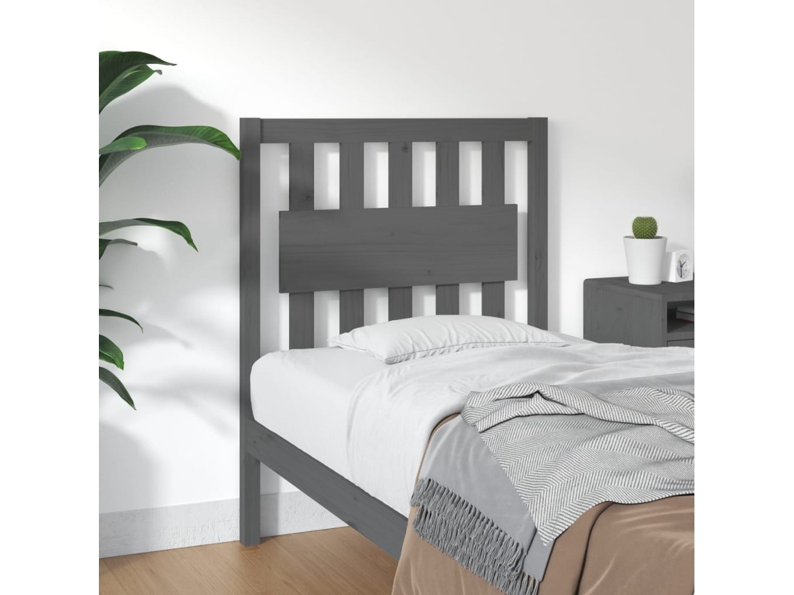 Cabecero De Cama Madera Maciza De Pino Gris 80,5x4x100 Cm